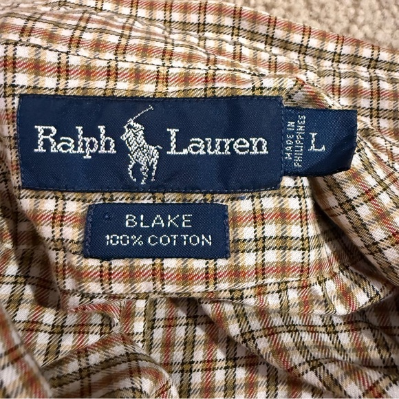 Ralph Lauren Tan Checkered Button Down Shirt - Picture 5 of 5